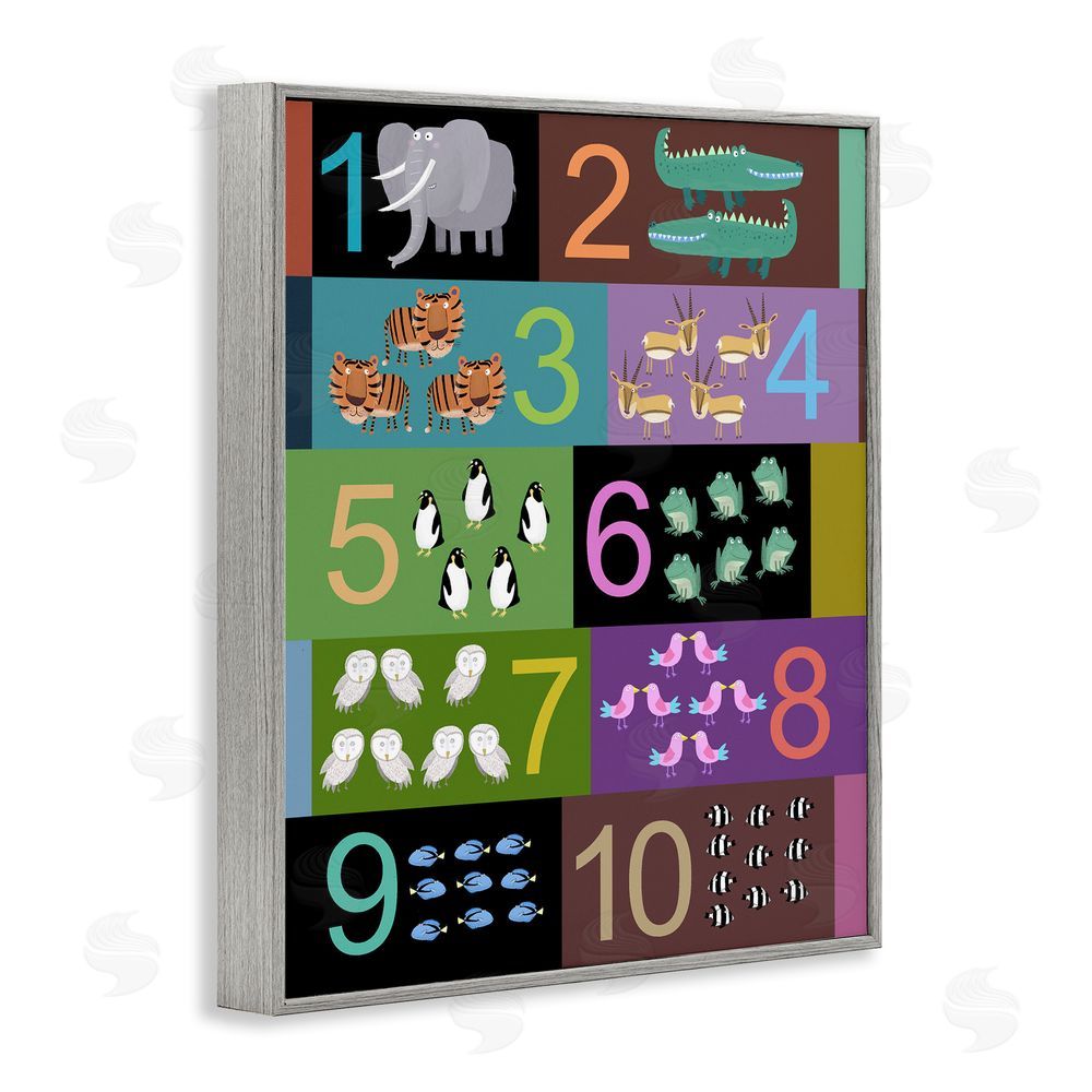 Carla Daly Blocked Kid's Educational Counting Gray Framed Giclee Print Wall Art