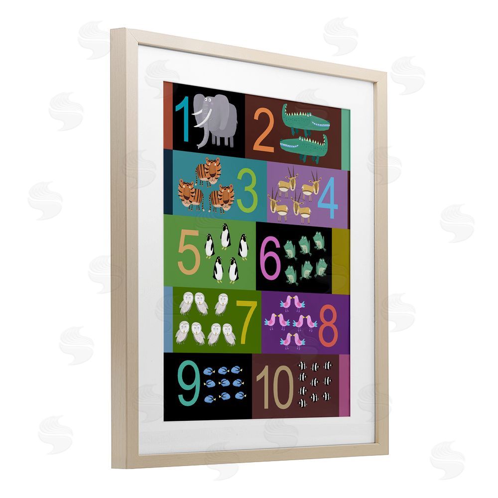 Carla Daly Blocked Kid's Educational Counting Brown Framed Print Under Glass Wall Art
