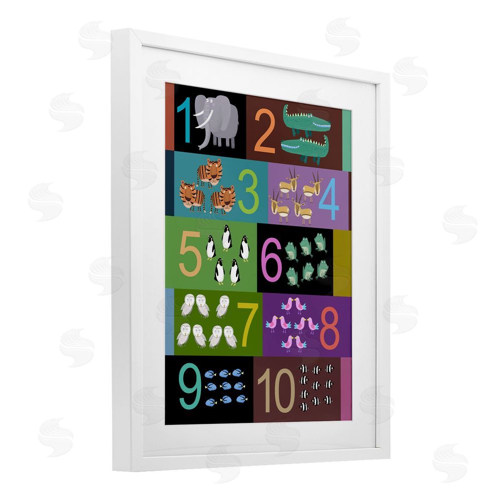 Carla Daly Blocked Kid's Educational Counting White Framed Print Under Glass Wall Art