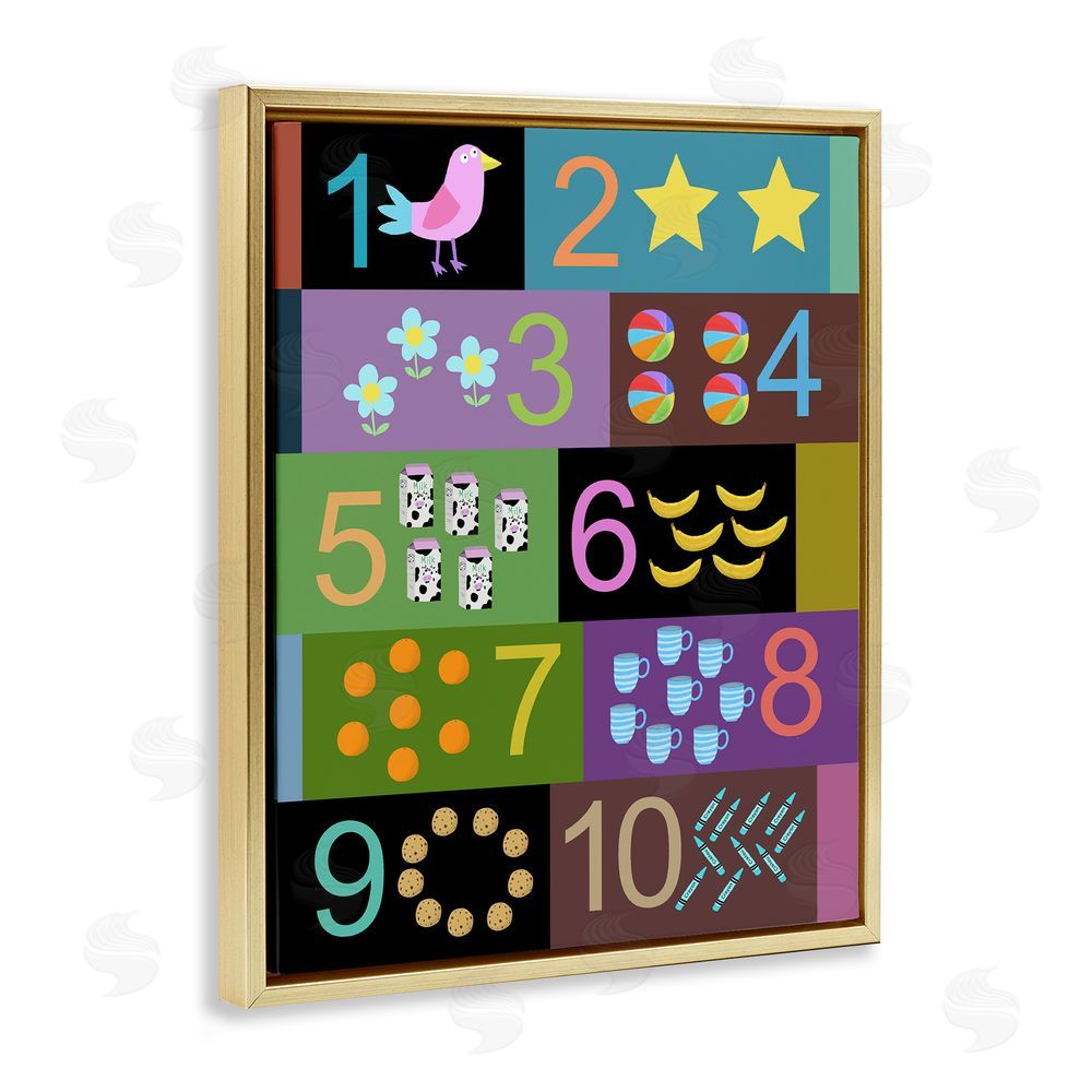Carla Daly Learning To Count Chart Gold Floating Frame Canvas Wall Art Print