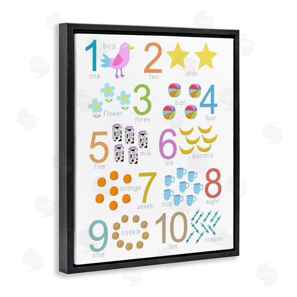 Carla Daly Fun Learning To Count Black Floating Frame Canvas Wall Art Print