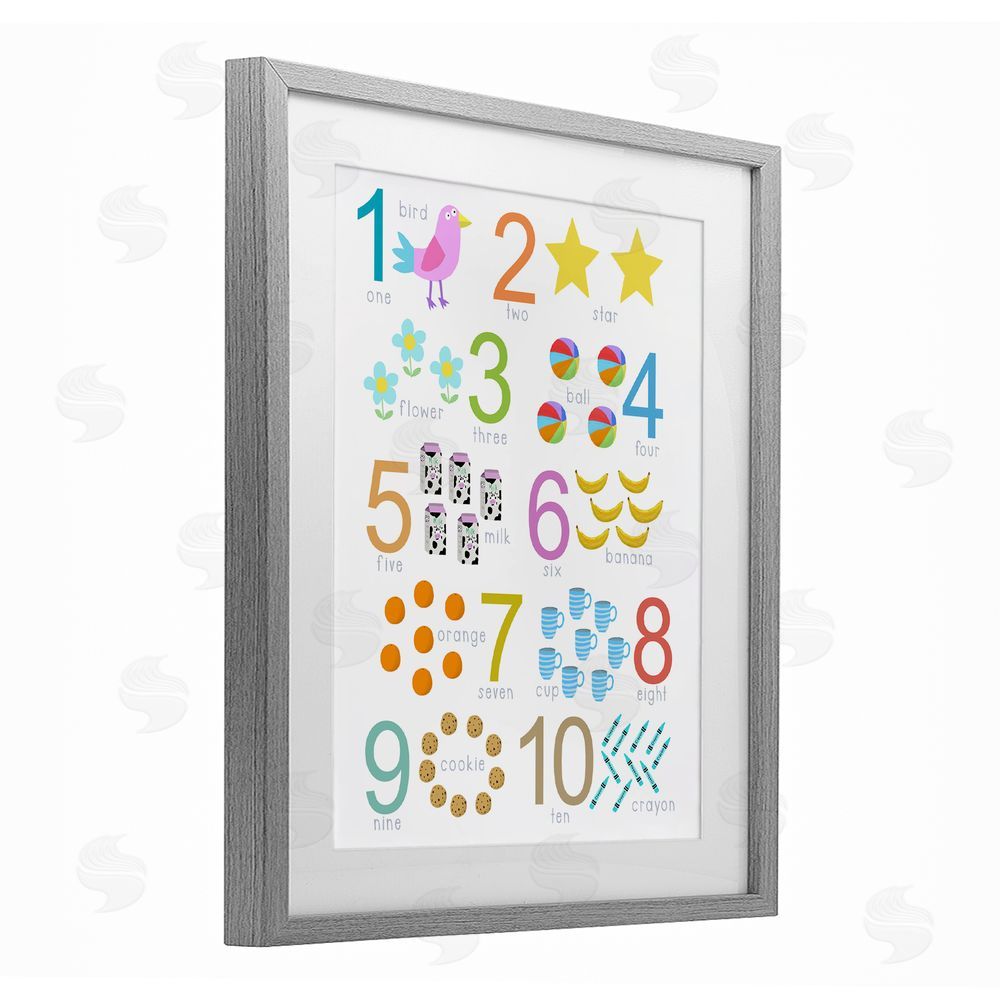 Carla Daly Fun Learning To Count Gray Framed Print Under Glass Wall Art