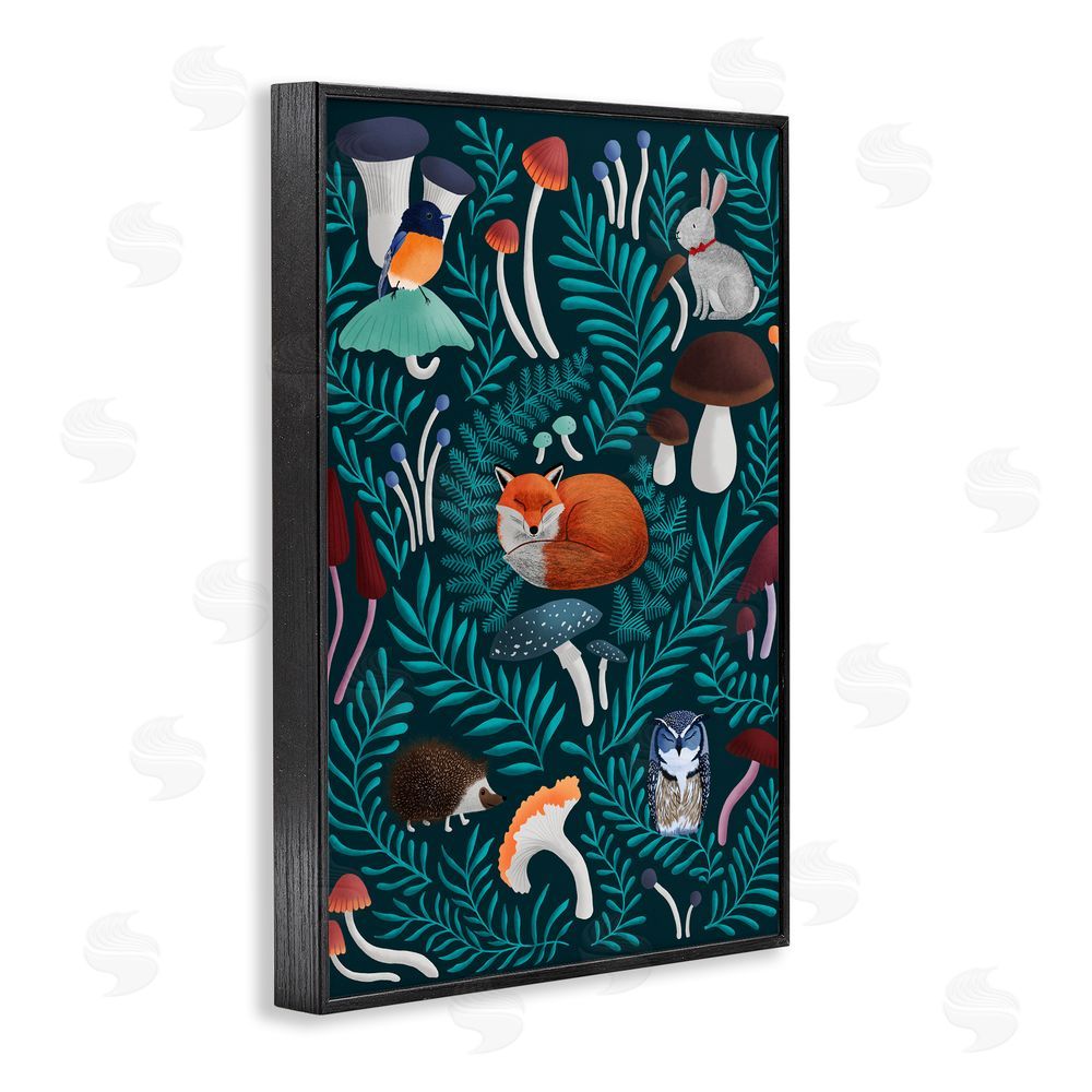 Metka Hiti Woodland Animals & Botanical Sprigs Black Framed Giclee Print Wall Art