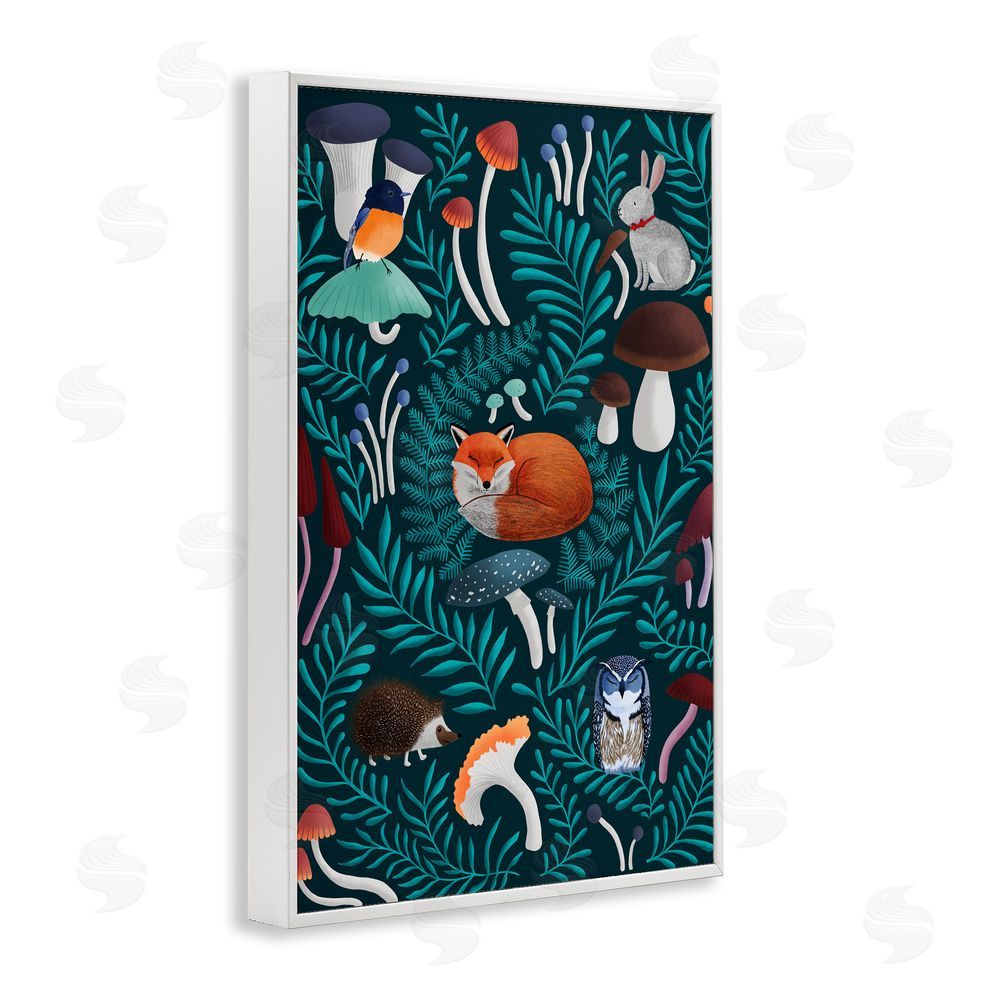 Metka Hiti Woodland Animals & Botanical Sprigs White Framed Giclee Print Wall Art