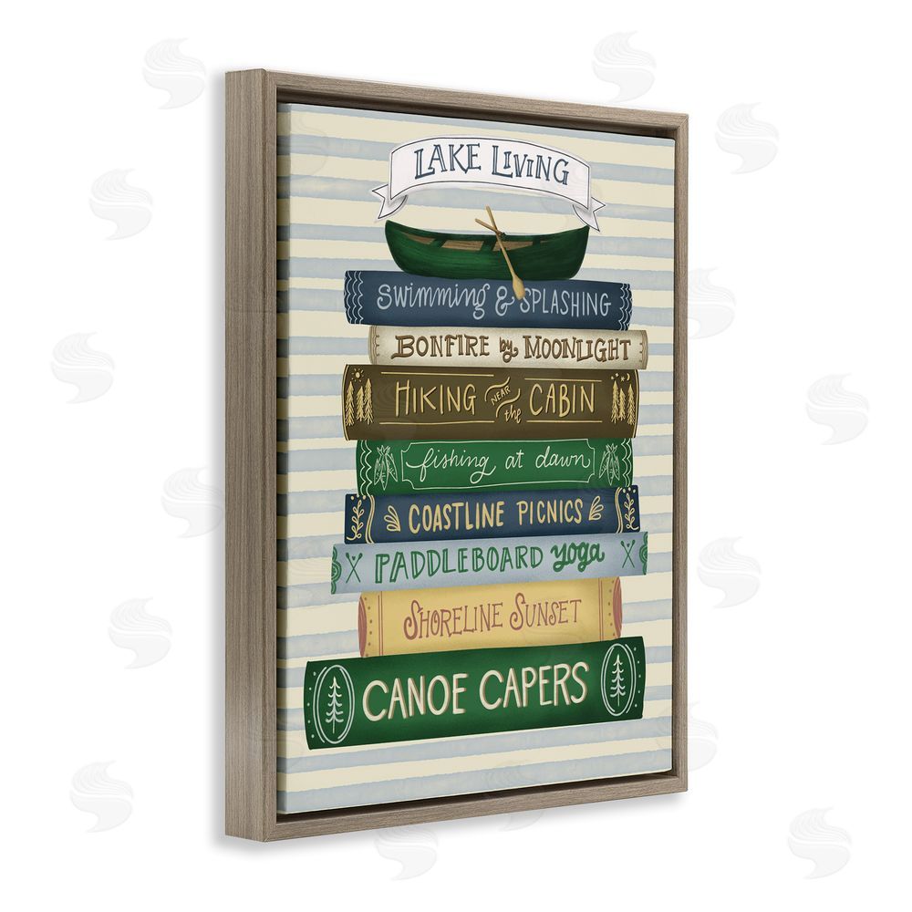 Giao Williams Lake Living Books Brown Floating Frame Canvas Wall Art Print