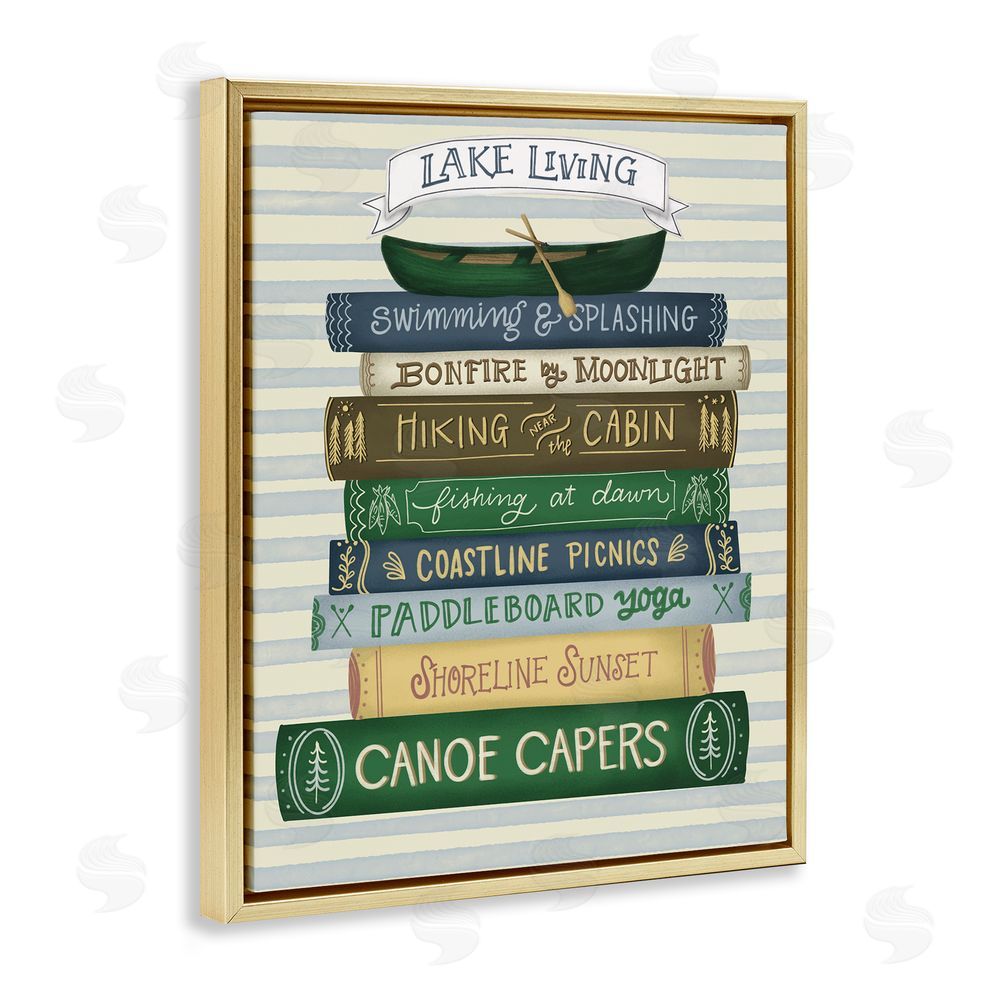 Giao Williams Lake Living Books Gold Floating Frame Canvas Wall Art Print