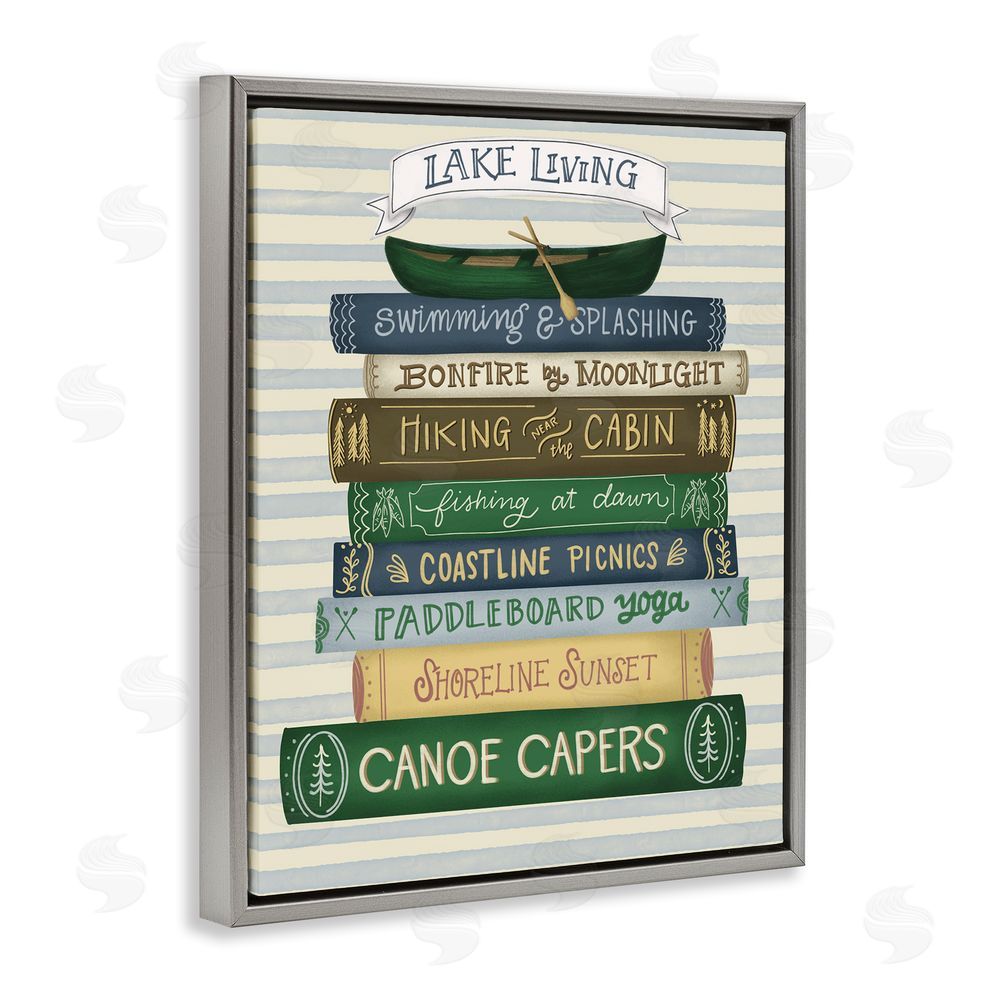 Giao Williams Lake Living Books Gray Floating Frame Canvas Wall Art Print