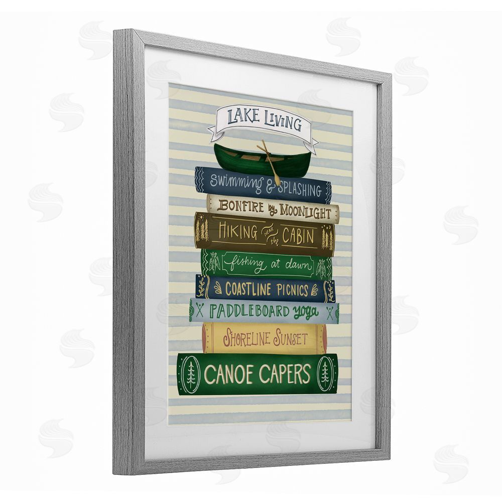 Giao Williams Lake Living Books Gray Framed Print Under Glass Wall Art