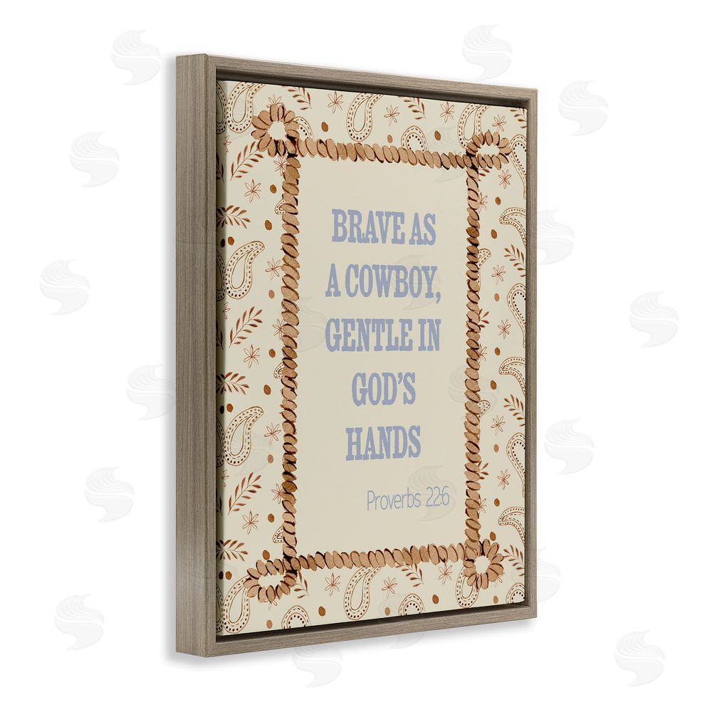 Nina Jacobs Brave As A Cowboy In Faith Brown Floating Frame Canvas Wall Art Print