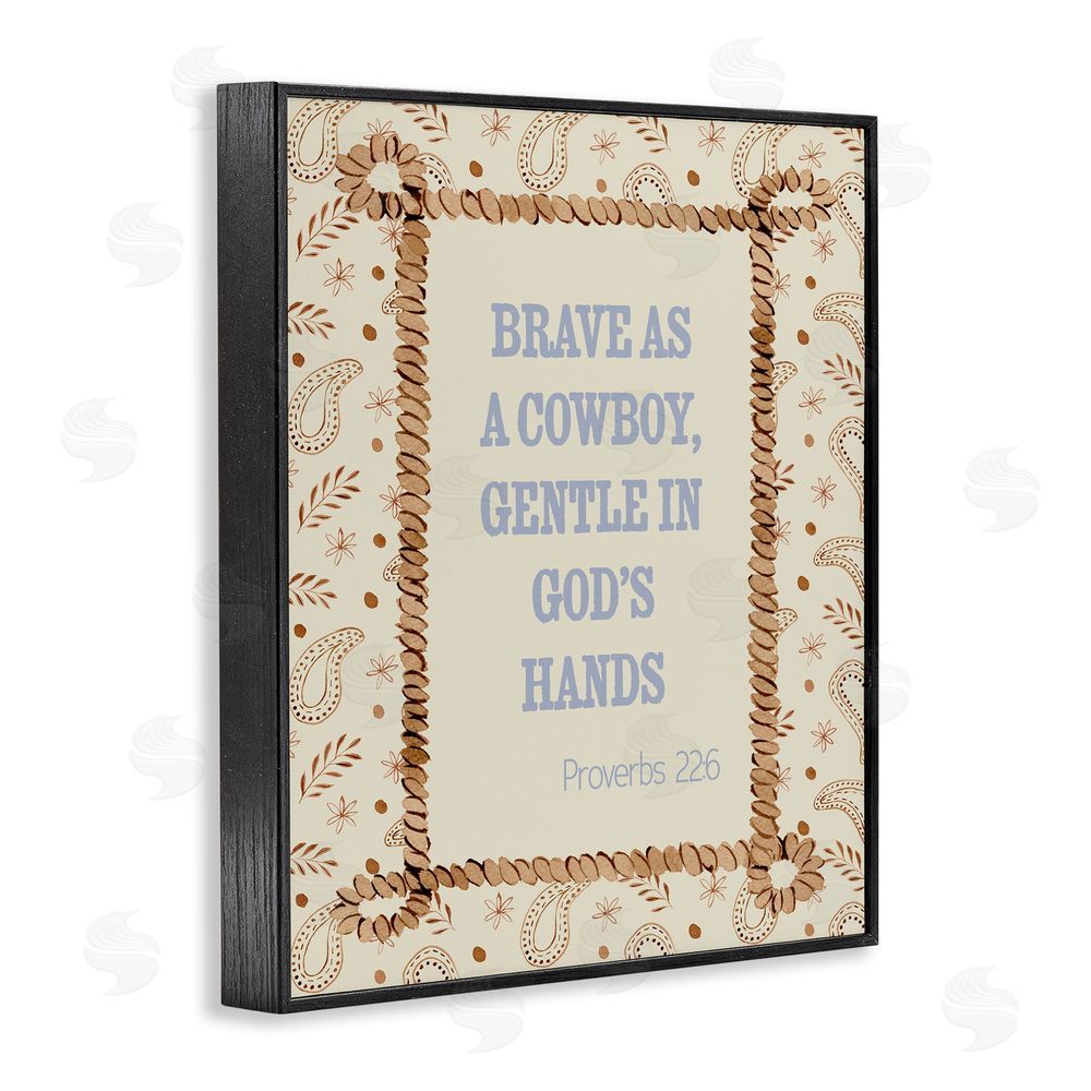 Nina Jacobs Brave As A Cowboy In Faith Black Framed Giclee Wall Art Print