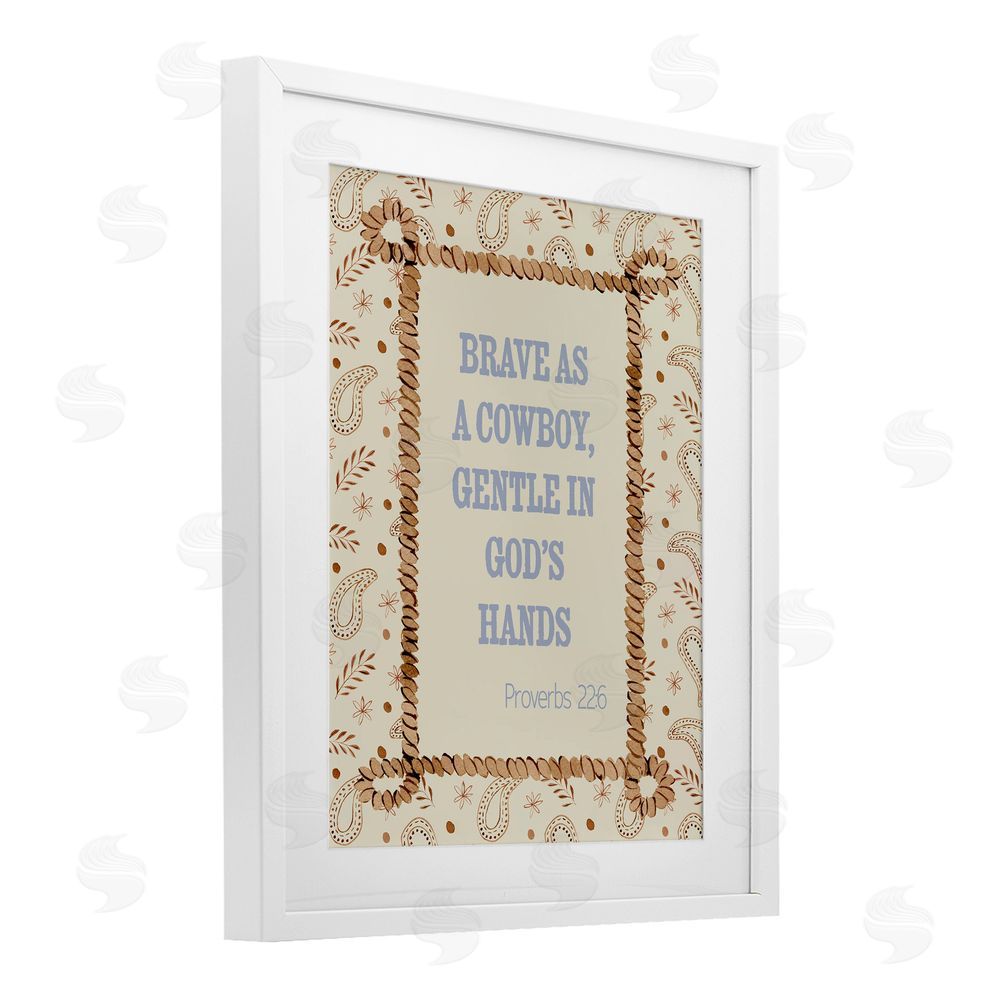 Nina Jacobs Brave As A Cowboy In Faith White Framed Print Under Glass Wall Art