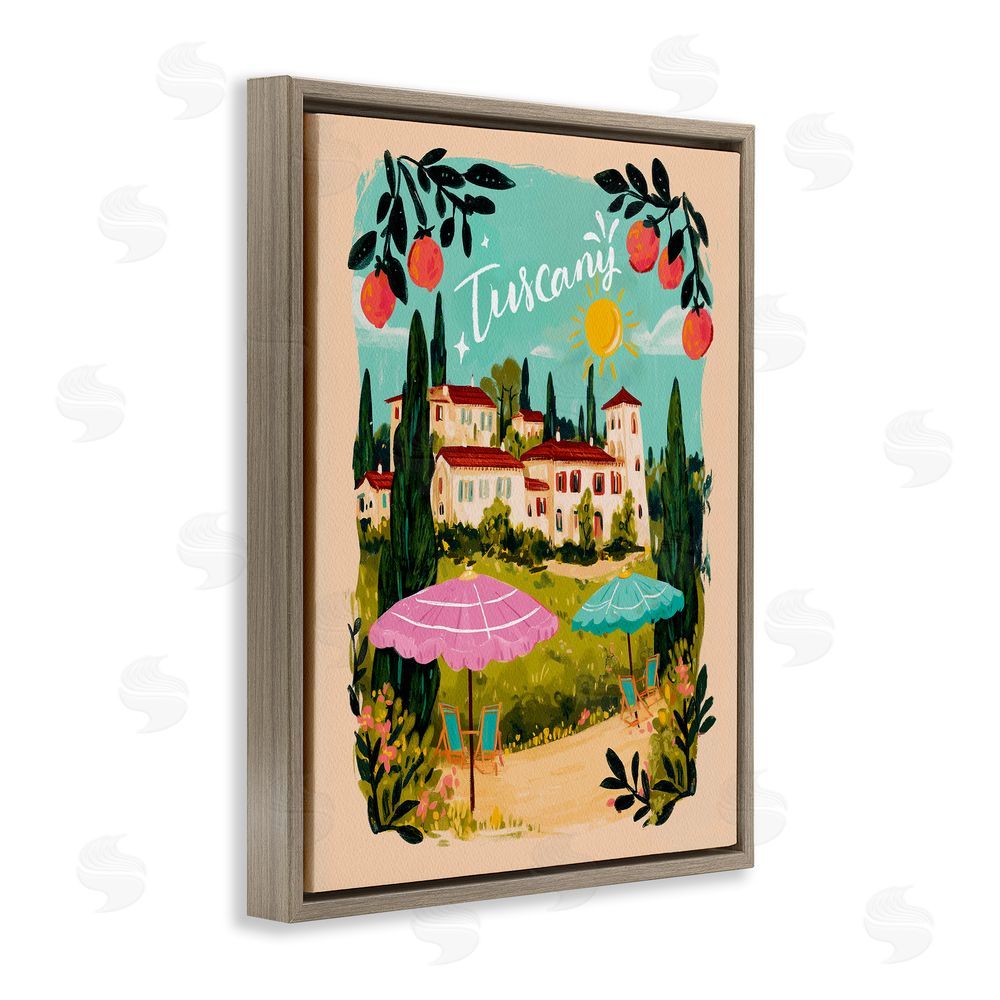Yen Fruit Bordered Tuscany Brown Floating Frame Canvas Wall Art Print