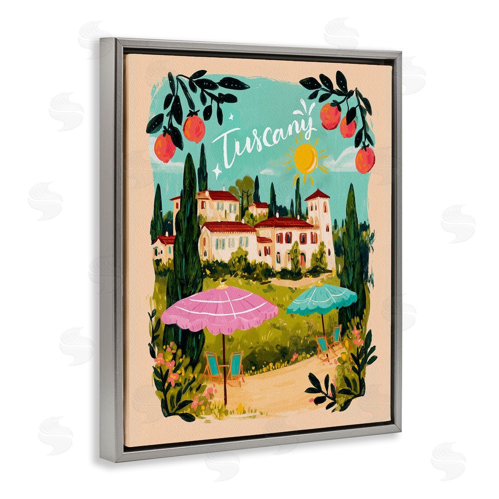 Yen Fruit Bordered Tuscany Gray Floating Frame Canvas Wall Art Print