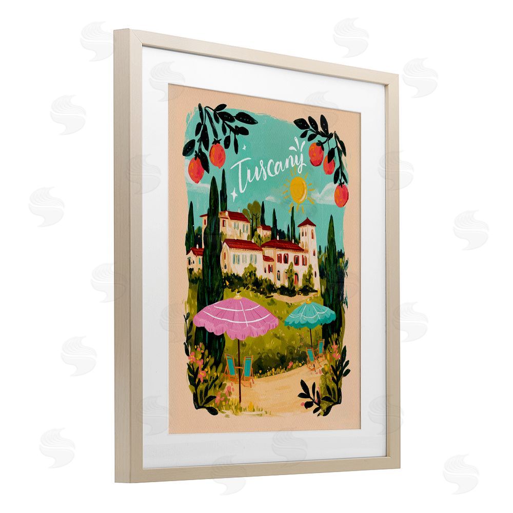 Yen Fruit Bordered Tuscany Brown Framed Print Under Glass Wall Art