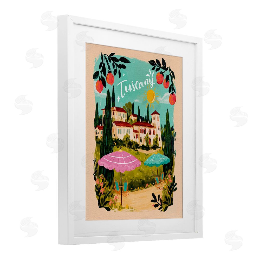 Yen Fruit Bordered Tuscany White Framed Print Under Glass Wall Art