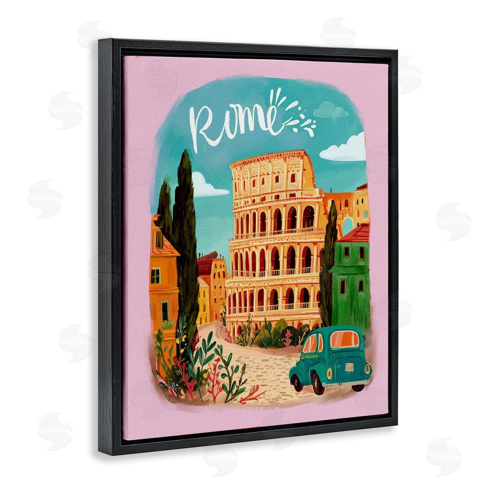 Yen Rome Travel Spot Architecture Black Floating Frame Canvas Wall Art Print