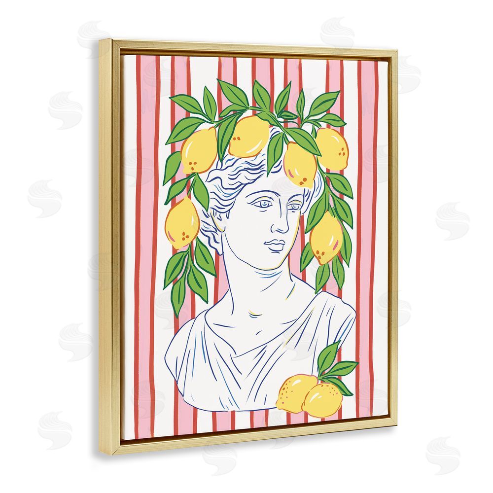 Radhika Modi La Limona Sculpture Face Gold Floating Frame Canvas Wall Art Print