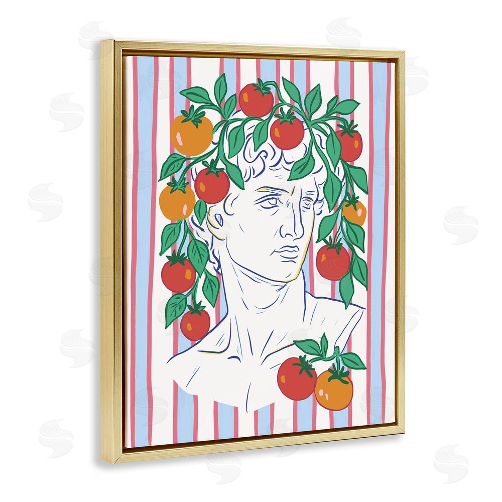 Radhika Modi La Rossa Sculpture Face Gold Floating Frame Canvas Wall Art Print