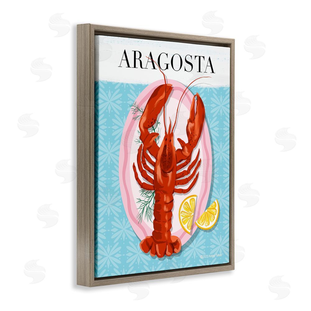 Kelley Talent Aragosta Lobster Dish Brown Floating Frame Canvas Wall Art Print