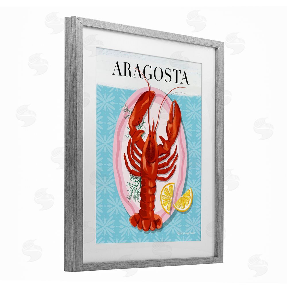 Kelley Talent Aragosta Lobster Dish Gray Framed Print Under Glass Wall Art