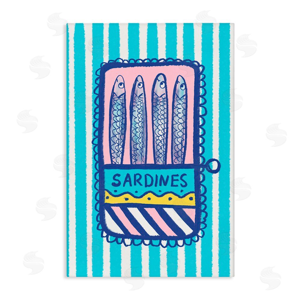 Florentina Dolci Pastel & Stripes Sardines Stretched Canvas Wall Art Print
