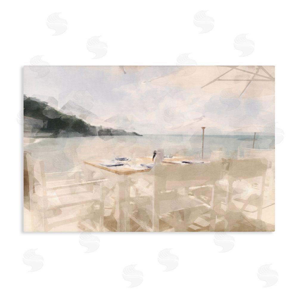 Noah Bay Table By The Sea Stretched Canvas Wall Art Print