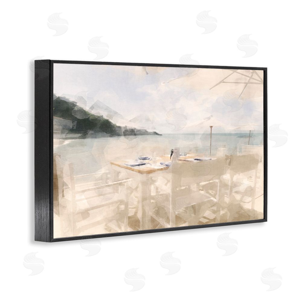 Noah Bay Table By The Sea Black Framed Giclee Wall Art Print