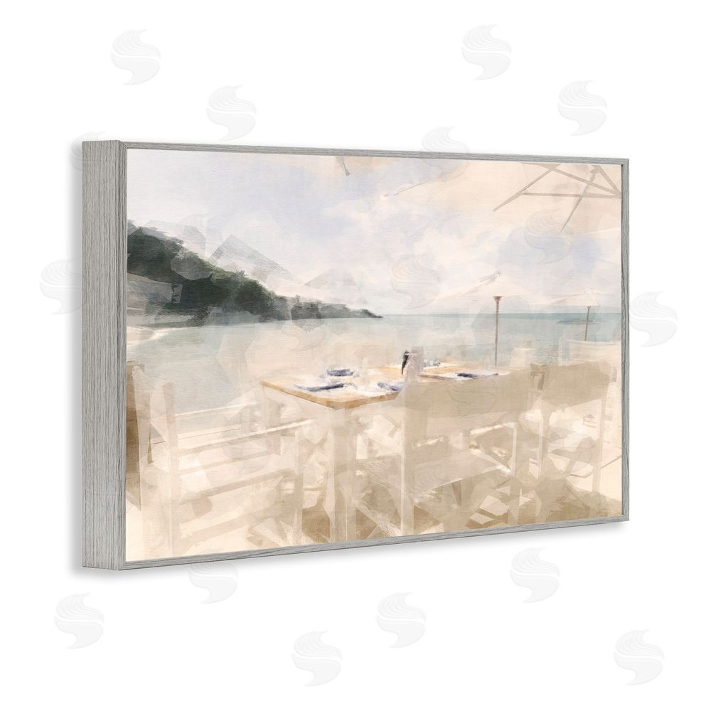 Noah Bay Table By The Sea Gray Framed Giclee Wall Art Print