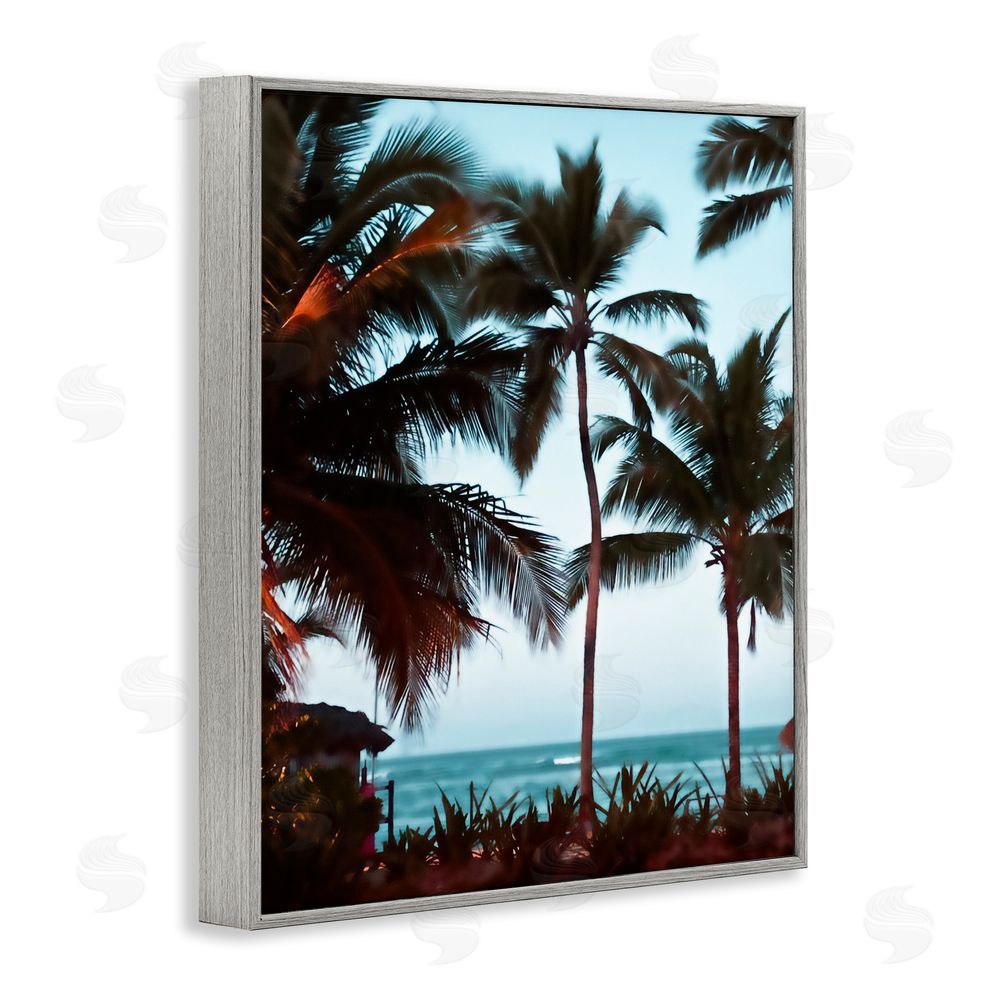 Noah Bay Shady Palms Beachfront Gray Framed Giclee Wall Art Print