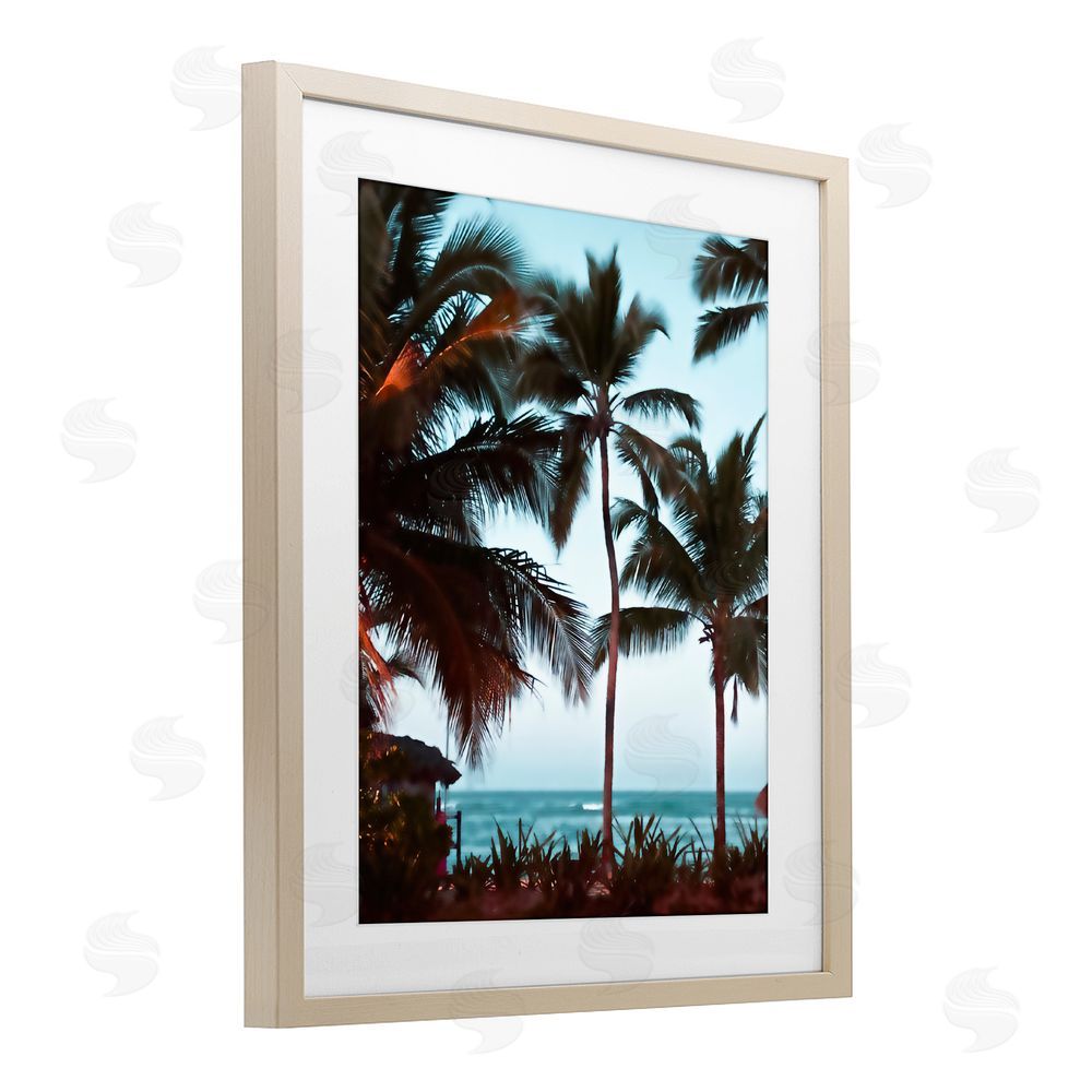 Noah Bay Shady Palms Beachfront Brown Framed Print Under Glass with White Mat Wall Art