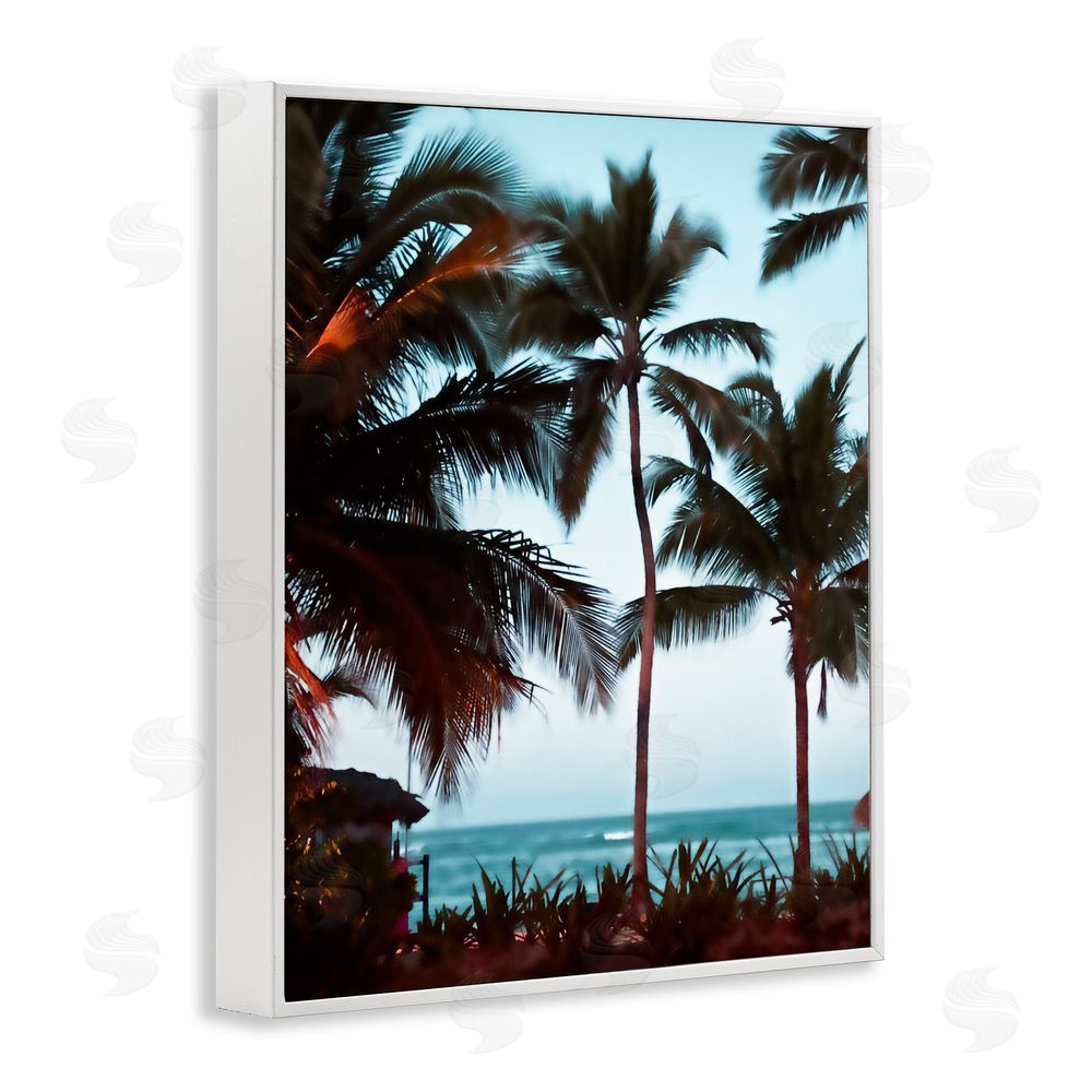 Noah Bay Shady Palms Beachfront White Framed Giclee Wall Art Print