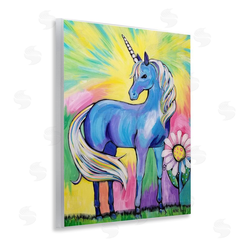 Nettie Price Magical Unicorn in Rainbow Meadow Wall Plaque Home Decor Art Print