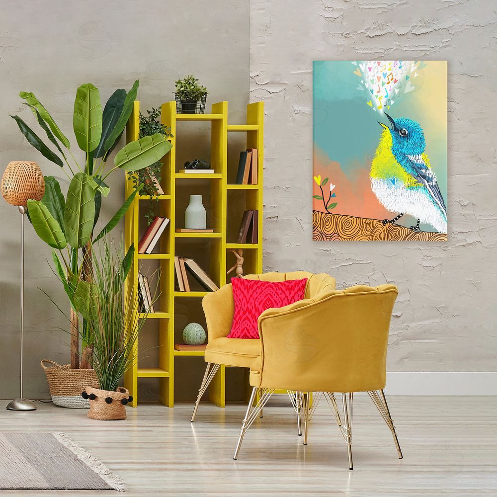 Suzanne Millius Dream Chaser Songbird Stretched Canvas Wall Art in Room