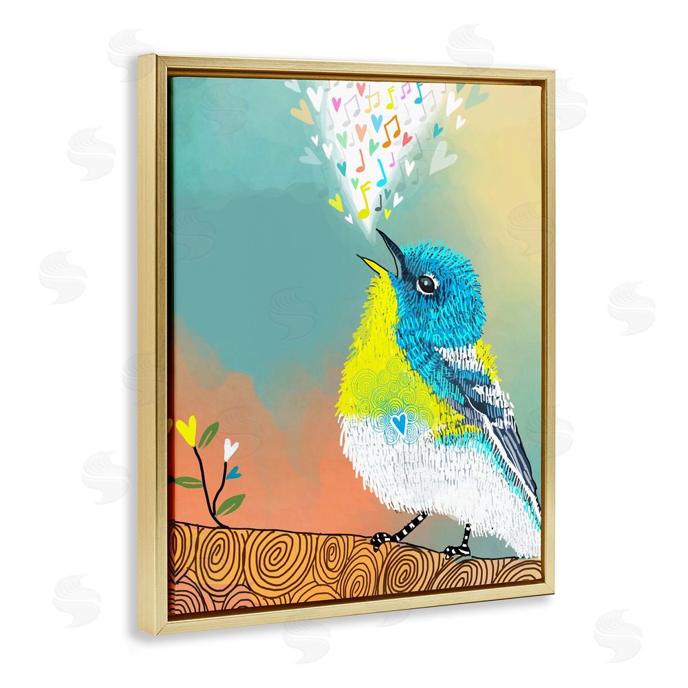 Suzanne Millius Dream Chaser Songbird Gold Floating Frame Canvas Wall Art Print