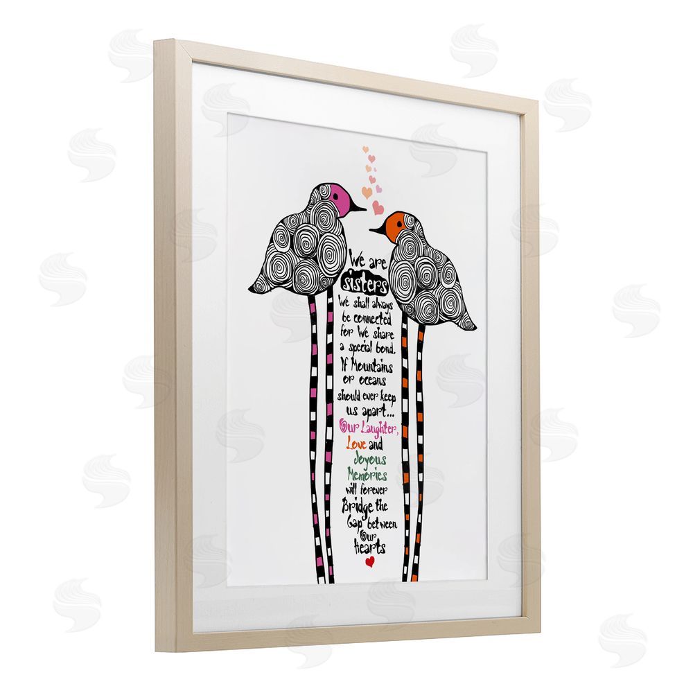 Suzanne Millius We Are Sisters Bird Duo Brown Framed Print Under Glass Wall Art