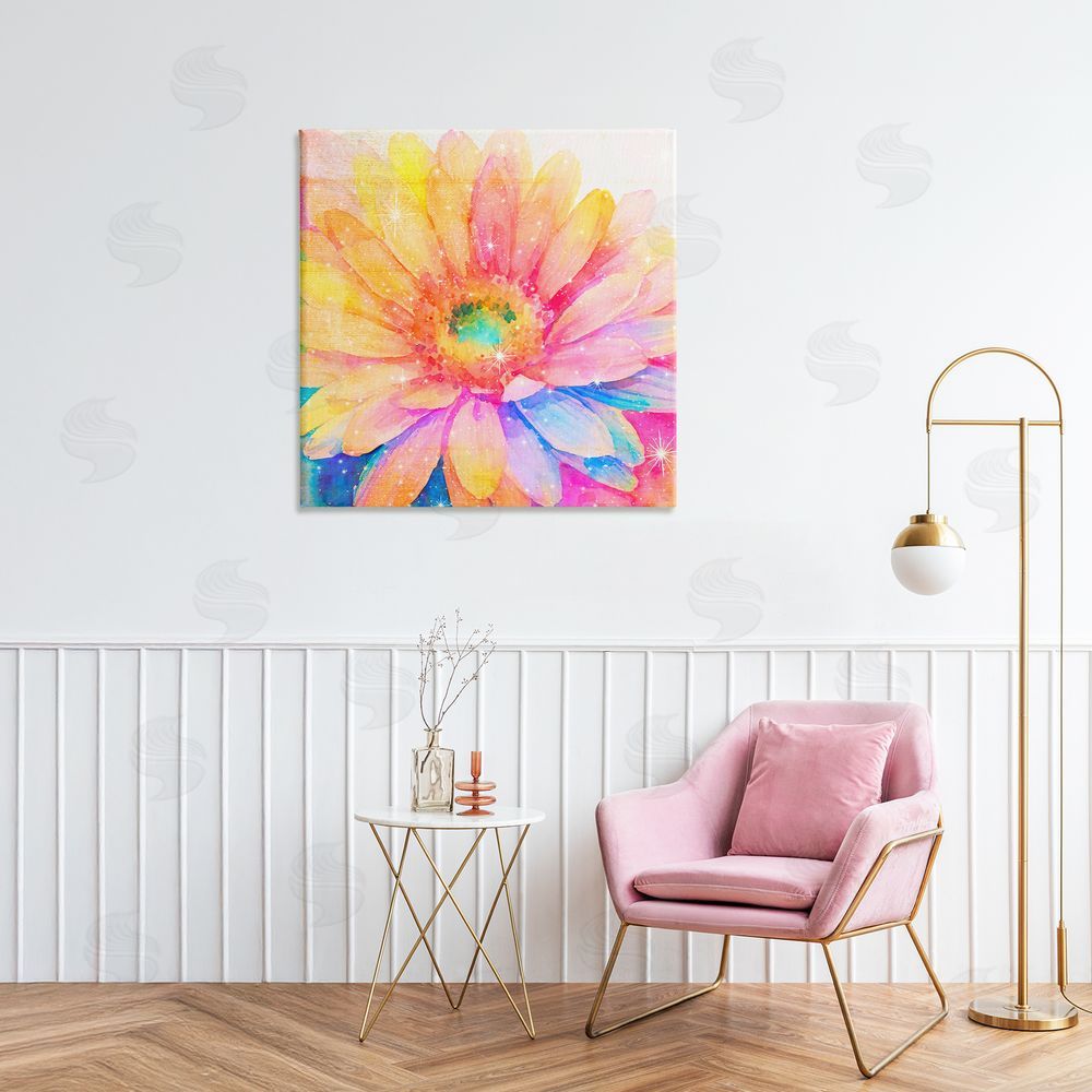 Vibelicious Bloomtopia Shimmer Blossom Stretched Canvas Wall Art Print in Room