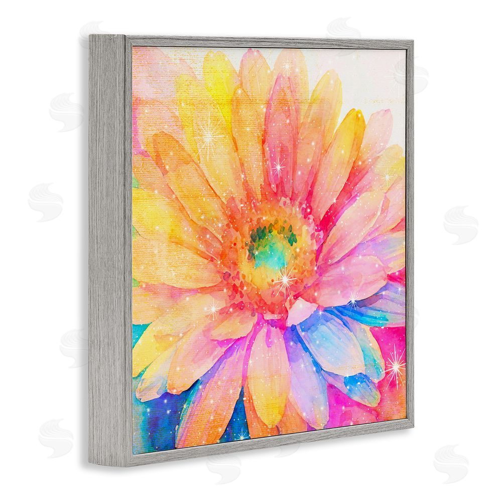 Vibelicious Bloomtopia Shimmer Blossom Gray Framed Giclee Wall Art Print
