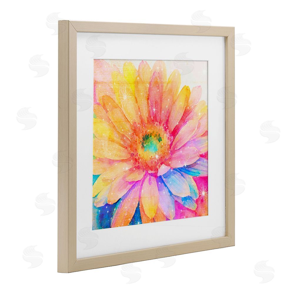 Vibelicious Bloomtopia Shimmer Blossom Brown Framed Print Under Glass with Matting Wall Art