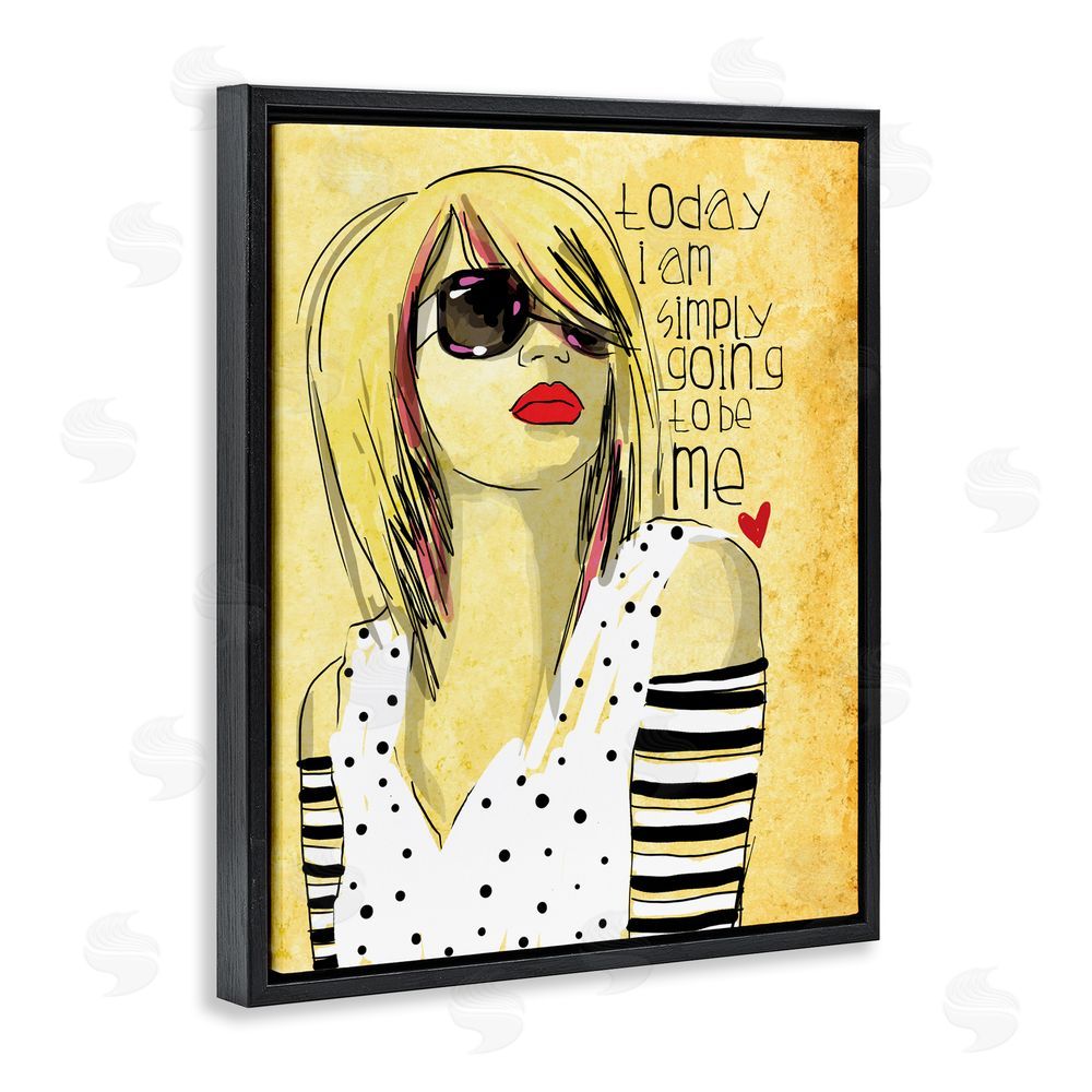 Suzanne Millius Today I Am Simply Me Black Floating Framed Canvas Wall Art Print