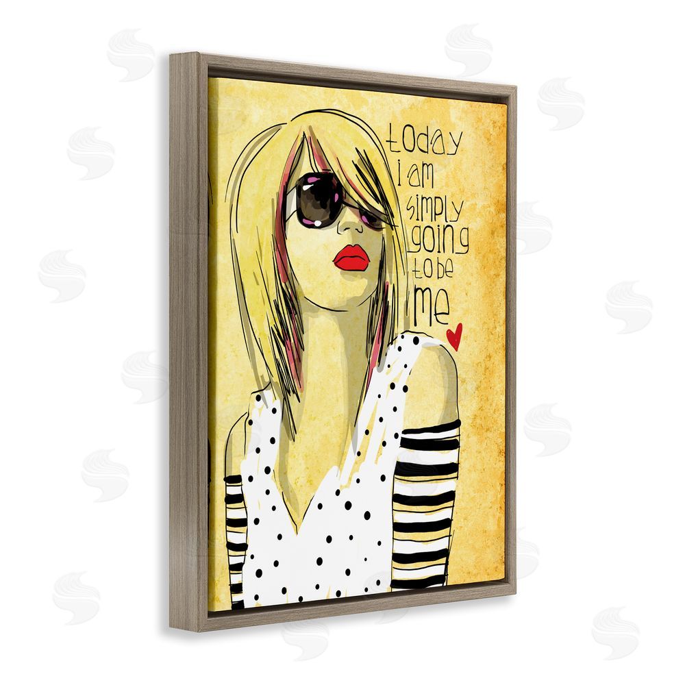 Suzanne Millius Today I Am Simply Me Brown Floating Framed Canvas Wall Art Print
