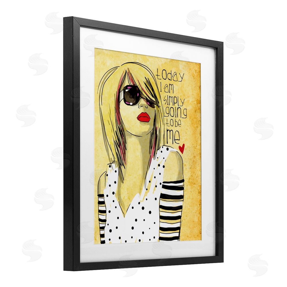 Suzanne Millius Today I Am Simply Me Black Framed Print Under Glass with White Mat Wall Art