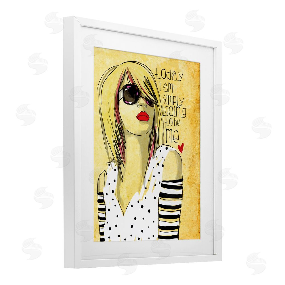 Suzanne Millius Today I Am Simply Me White Framed Print Under Glass with White Mat Wall Art