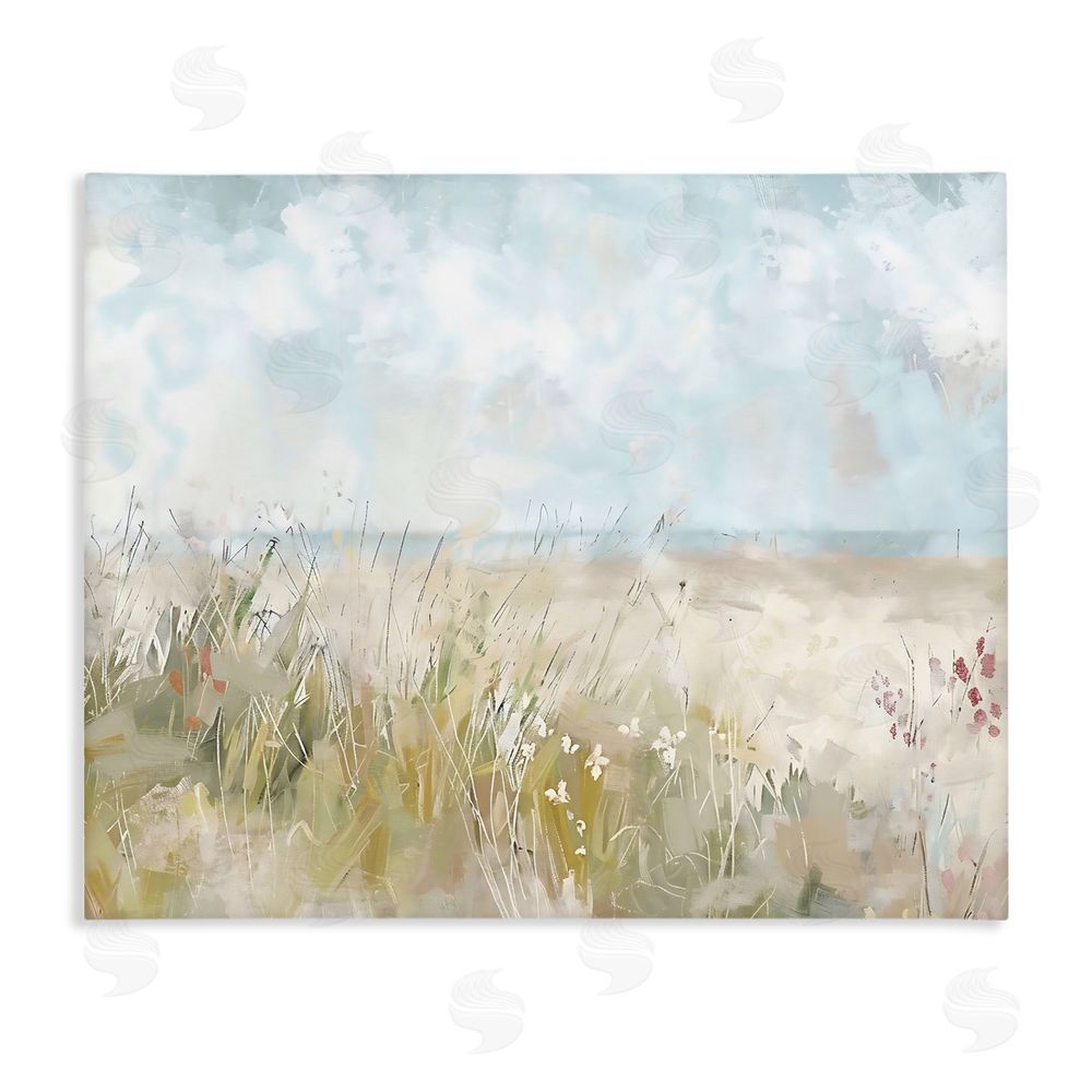 Creative Studio Flowers By The Ocean Stretched Canvas Wall Art