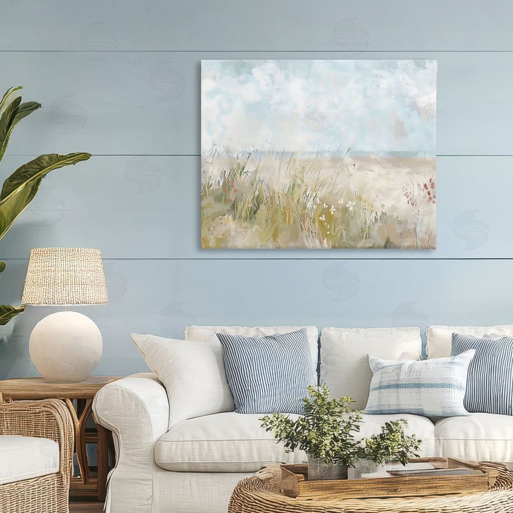 Creative Studio Flowers By The Ocean Stretched Canvas Wall Art in Room