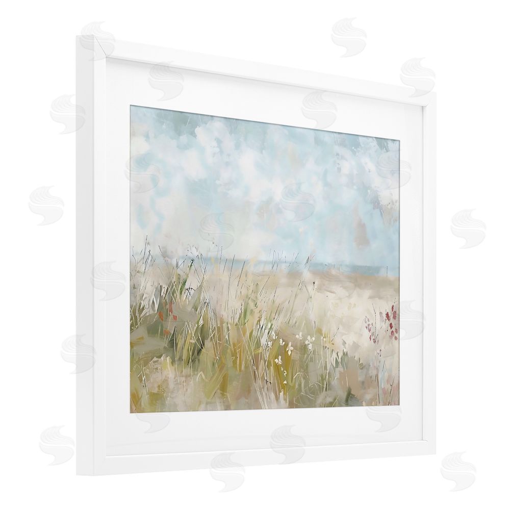 Creative Studio Flowers By The Ocean White Framed Print Under Glass Wall Art