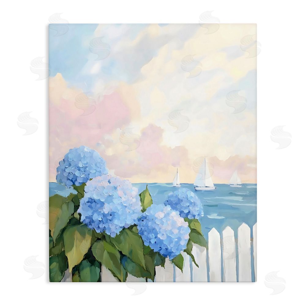 Creative Studio Hydrangeas By The Sea Stretched Canvas Wall Art