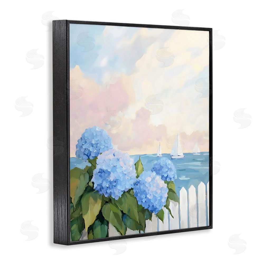 Creative Studio Hydrangeas By The Sea Black Framed Giclee Wall Art