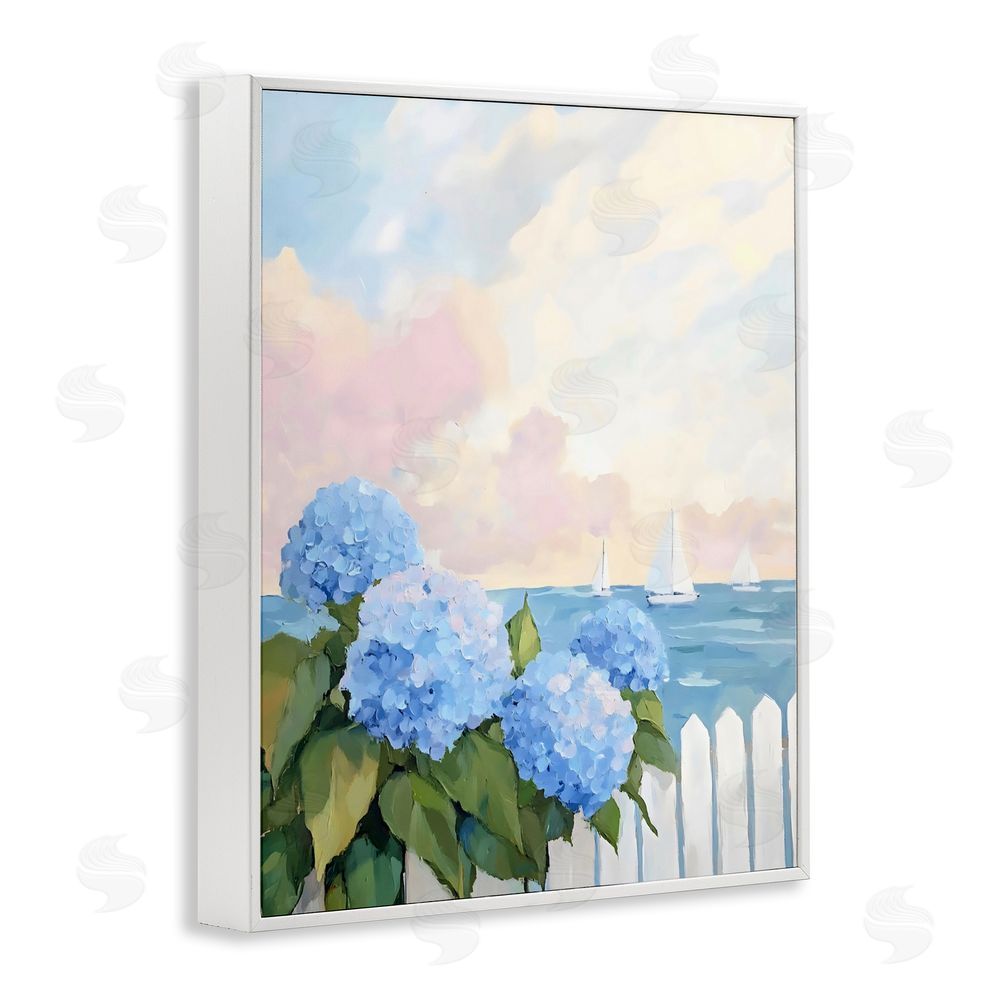 Creative Studio Hydrangeas By The Sea White Framed Giclee Wall Art