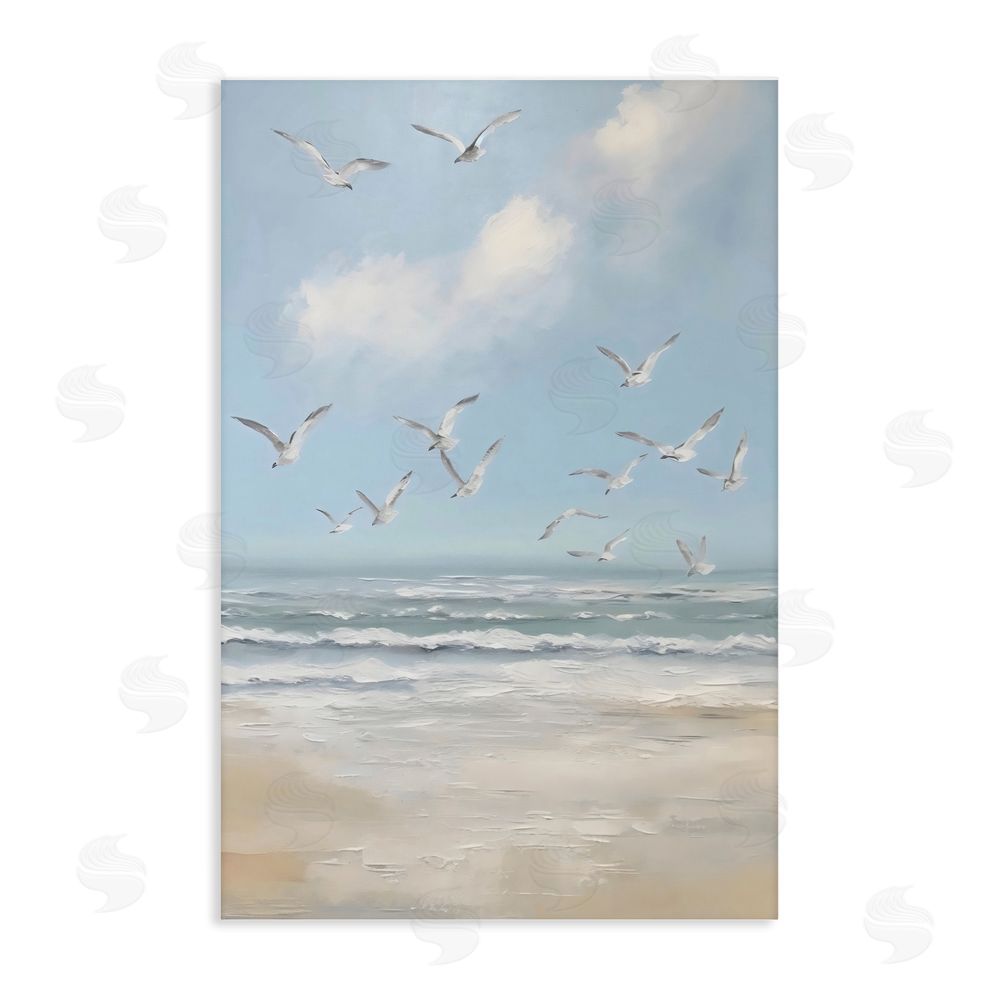 Creative Studio Ocean Flight Seagulls Stretched Canvas Wall Art