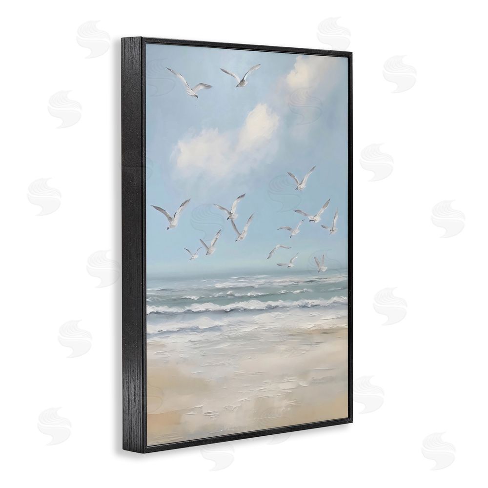 Creative Studio Ocean Flight Seagulls Black Framed Giclee Wall Art